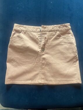 Pink Button-Front Mini Skirt